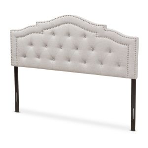Edith Modern and Contemporary Greyish Beige Fabric Full Size Headboard