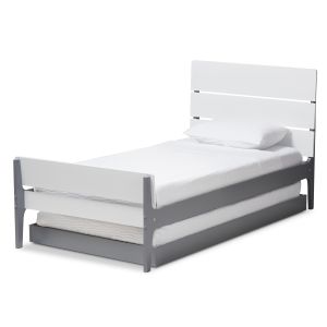 Nereida Modern Classic Mission Style White and Grey-Finished Wood Twin Platform Bed