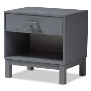 Deirdre Modern and Contemporary Grey Wood 1-Drawer Nightstand
