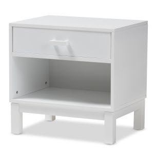 Deirdre Modern and Contemporary White Wood 1-Drawer Nightstand