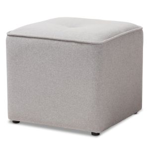 Corinne Modern and Contemporary Light Grey Fabric Upholstered Ottoman