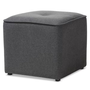 Corinne Modern and Contemporary Dark Grey Fabric Upholstered Ottoman