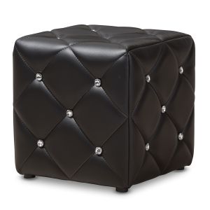 Stacey Modern and Contemporary Black Faux Leather Upholstered Ottoman