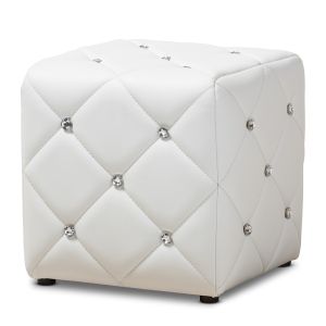 Stacey Modern and Contemporary White Faux Leather Upholstered Ottoman