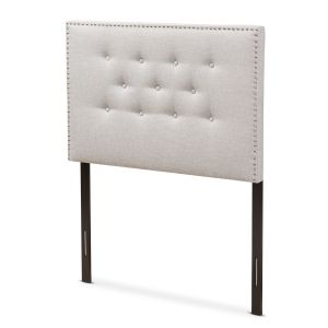 Windsor Modern and Contemporary Greyish Beige Fabric Upholstered Twin Size Headboard