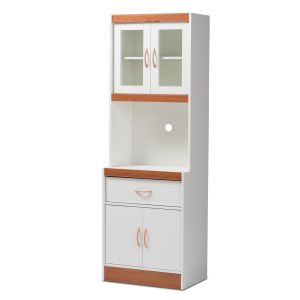 Laurana Modern and Contemporary White and Cherry Finished Kitchen Cabinet and Hutch