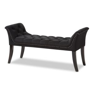 Chandelle Luxe and Contemporary Black Velvet Upholstered Bench
