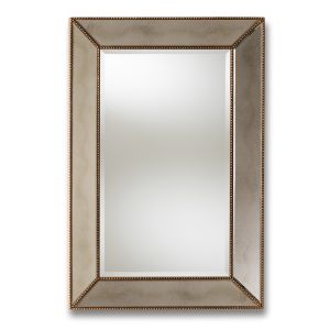 Neva Modern and Contemporary Antique Gold Finished Rectangular Accent Wall Mirror