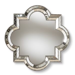 Catia Art Deco Antique Silver Finished Quatrefoil Accent Wall Mirror