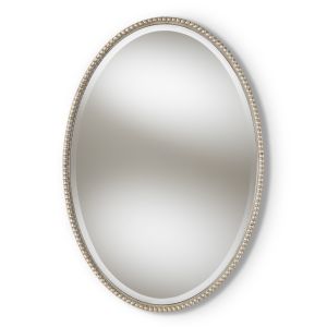 Graca Modern and Contemporary Antique Silver Finished Oval Accent Wall Mirror