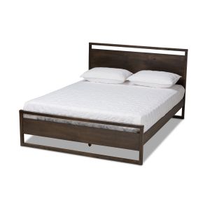 Inicio Modern and Contemporary Charcoal Brown Finished Wood Queen Size Platform Bed