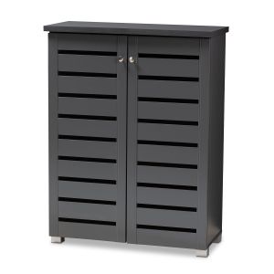 Adalwin Modern and Contemporary Dark Gray 2-Door Wooden Entryway Shoe Storage Cabinet