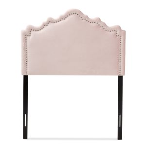 Nadeen Modern and Contemporary Light Pink Velvet Fabric Upholstered Twin Size Headboard