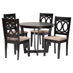 Kara Modern Sand Dark Brown Finished Wood 5-Piece Dining Set