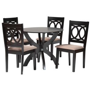 Rita Modern Sand Dark Brown Finished Wood 5-Piece Dining Set