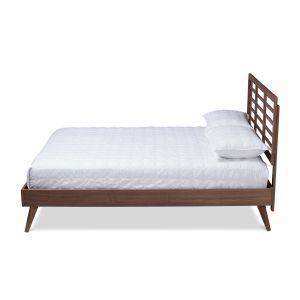 Calisto Mid-Century Modern Walnut Brown Finished Wood King Size Platform Bed