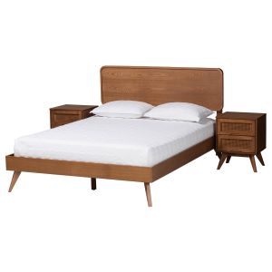 Demeter Walnut Brown Finished Wood King Size 3-Piece Bedroom Set