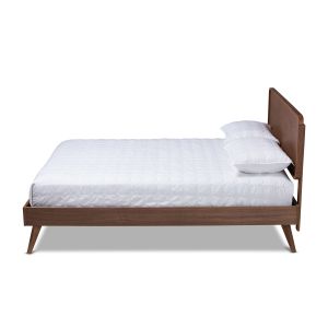 Demeter Mid-Century Modern Walnut Brown Finished Wood King Size Platform Bed