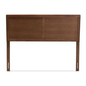 Raya Mid-Century Modern Walnut Brown Finished Wood Queen Size Headboard