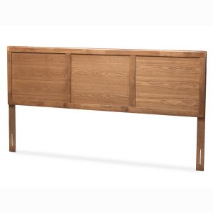 Raya Mid-Century Modern Walnut Brown Finished Wood King Size Headboard