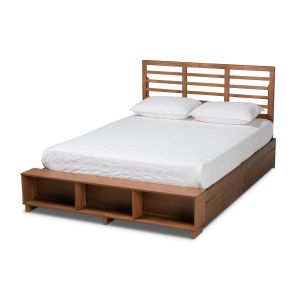 Milana Modern Transitional Ash Walnut Brown Finished Wood 4-Drawer King Size Platform Storage Bed