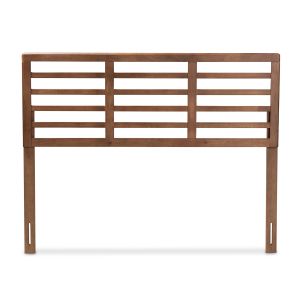 Salome Mid-Century Modern Walnut Brown Finished Wood Full Size Open Slat Headboard