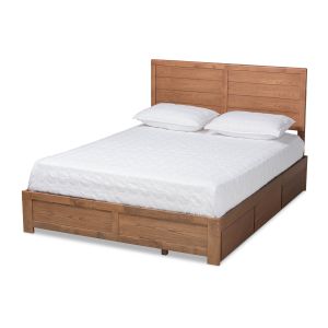 Lisa Modern and Contemporary Transitional Ash Walnut Brown Finished Wood Queen Size 3-Drawer Platform Storage Bed