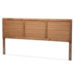 Seren Mid-Century Modern Walnut Brown Finished Wood King Size Headboard