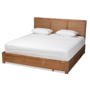 Lisa Modern and Contemporary Transitional Ash Walnut Brown Finished Wood King Size 3-Drawer Platform Storage Bed