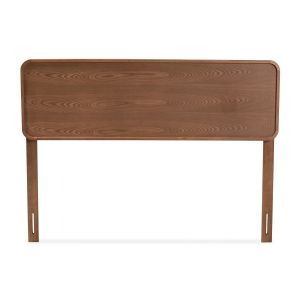 Mailene Mid-Century Modern Walnut Brown Finished Wood King Size Headboard