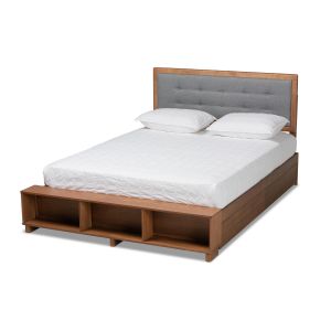 Cosma Modern Transitional Ash Walnut Brown Finished Wood 4-Drawer Queen Size Platform Storage Bed