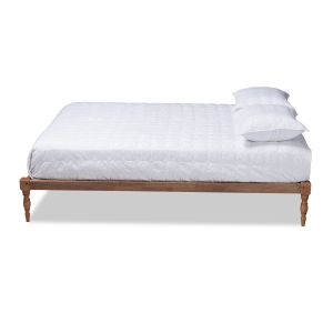 Iseline Modern and Contemporary Walnut Brown Finished Wood Queen Size Platform Bed Frame