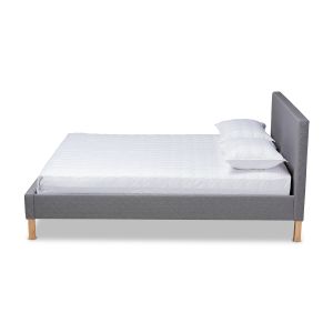 Aneta Modern and Contemporary Grey Fabric Upholstered King Size Platform Bed