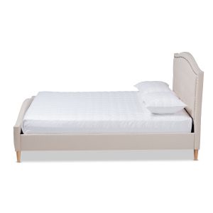 Felisa Modern and Contemporary Beige Fabric Upholstered and Button Tufted King Size Platform Bed