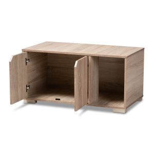 Jasper Modern and Contemporary Oak Finished 2-Door Wood Cat Litter Box Cover House