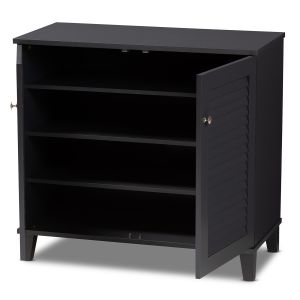 Coolidge Modern and Contemporary Dark Grey Finished 4-Shelf Wood Shoe Storage Cabinet