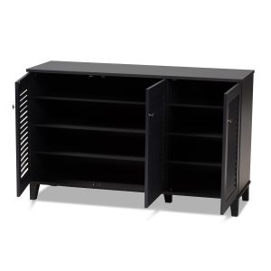 Coolidge Modern and Contemporary Dark Grey Finished 8-Shelf Wood Shoe Storage Cabinet