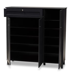 Coolidge Modern and Contemporary Dark Grey Finished 11-Shelf Wood Shoe Storage Cabinet with Drawer