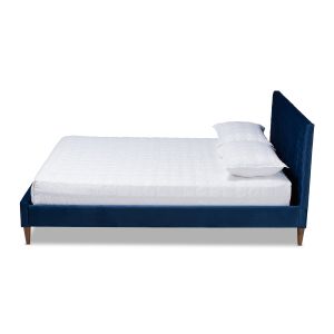 Frida Glam and Luxe Royal Blue Velvet Fabric Upholstered Full Size Bed