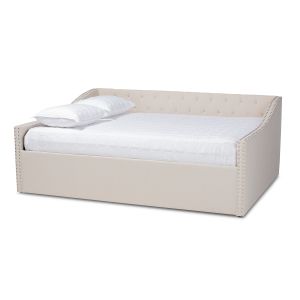 Haylie Modern and Contemporary Beige Fabric Upholstered Queen Size Daybed 