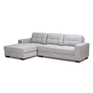 Langley Modern and Contemporary Light Grey Fabric Upholstered Sectional Sofa with Left Facing Chaise