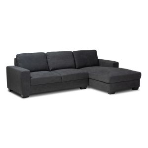 Nevin Modern and Contemporary Dark Grey Fabric Upholstered Sectional Sofa with Right Facing Chaise