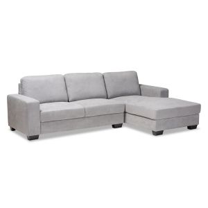Nevin Modern and Contemporary Light Grey Fabric Upholstered Sectional Sofa with Right Facing Chaise