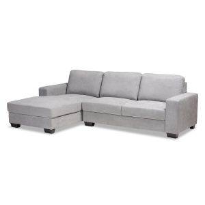 Nevin Modern and Contemporary Light Grey Fabric Upholstered Sectional Sofa with Left Facing Chaise