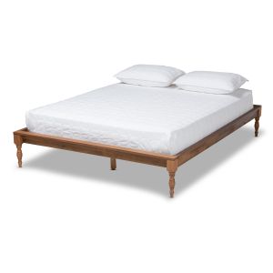 Romy Vintage French Inspired Ash Wanut Finished Queen Size Wood Bed Frame