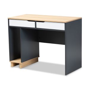 Reed Mid-Century Modern 2-Drawer Multicolor Wood Computer Desk 