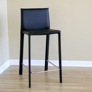 Crawford Black Leather Counter Height Stool (Set of 2)