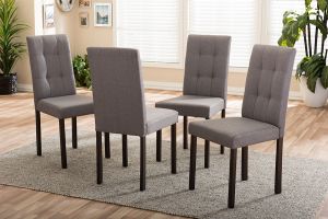 Andrew Modern and Contemporary Grey Fabric Upholstered Grid-tufting Dining Chair (Set of 4)