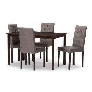 Gardner Modern and Contemporary 5-Piece Dark Brown Finished Grey Fabric Upholstered Dining Set 