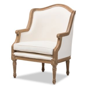 Charlemagne Traditional French Accent Chair-Oak
